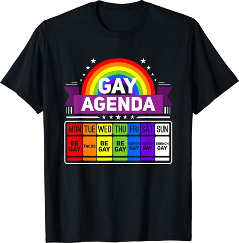 Gay Agenda Weekly Schedule Pride Lgbt Funny T Shirt Walmart