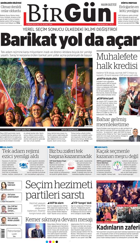 Birg N Gazetesi Nisan Sal G N Man Eti