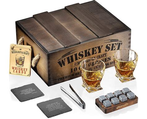 Mixology And Craft Whiskey Stones T Set For Men 2 Glasses 8