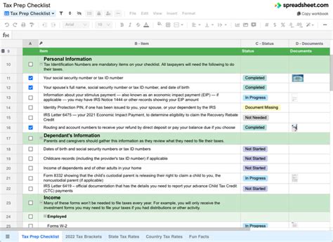 Tax Prep Documents Checklist From H R Block Worksheets Library