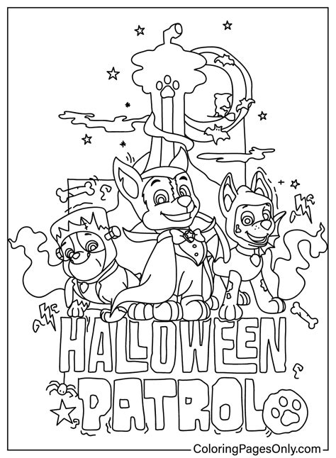 Paw Patrol Halloween Color Page Free Printable Coloring Pages