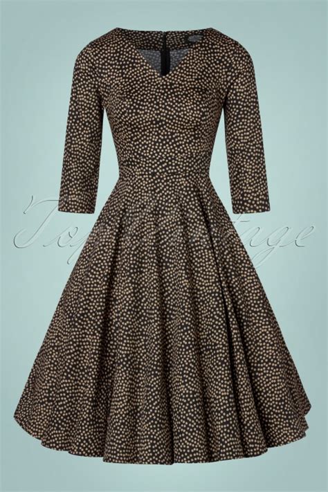 Hearts Roses Aubrey Polka Dot Swing Kleid In Schwarz Und Beige