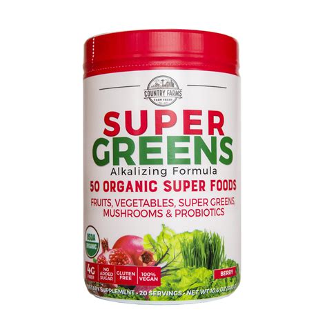 Country Farms Super Greens Berry Flavor 50 Organic Super Foods Usda