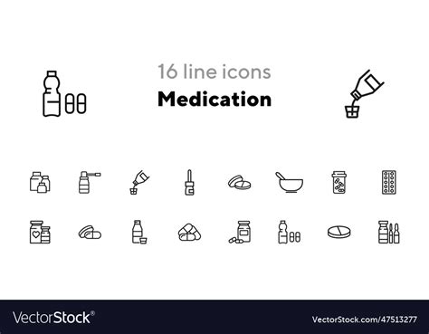 Medication Icon Set Royalty Free Vector Image Vectorstock