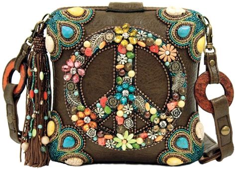 Mary Frances Handbag Peace Out Beaded Jeweled Turquoise Hippie S