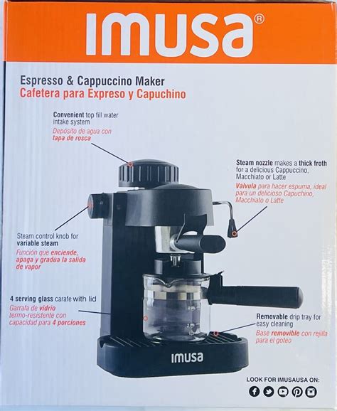 Imusa 4 Cup Electric Espresso Cappuccino Maker 800 Watts Black 94046182028 Ebay