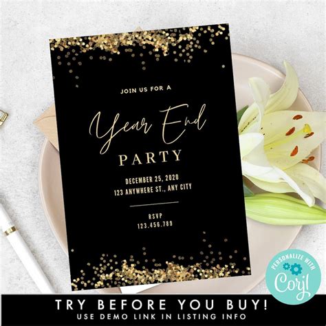 Year End Party Invitation Template Paperless & Editable - Etsy