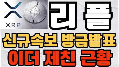 리플 코인 방금 발표 된 신규속보 이더리움 제친 리플 근황 긴급공개 브리핑 리플목표가 리플호재 리플전망 리플코인