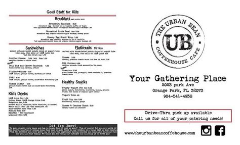 Menu Of Urban Bean Coffeehouse Cafe In Orange Park Fl 32073