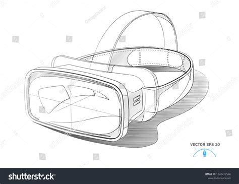 Virtual Reality Headset Realistic Sketch Drawing Stock Vector (Royalty ...