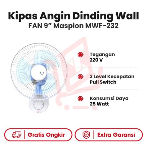 Kipas Angin Dinding Wall FAN 9 Maspion MWF 232 Topsell Indonesia