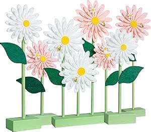 SUNBEAUTY 8 PCS Daisy Felt Centerpieces For Tables Flower Birthday