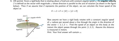 Solved Points Given A Rigid Body That Is Rotating Chegg