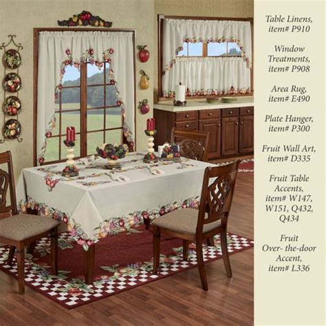 Fruitful Embroidered Kitchen Swag Valances And Tier Curtains