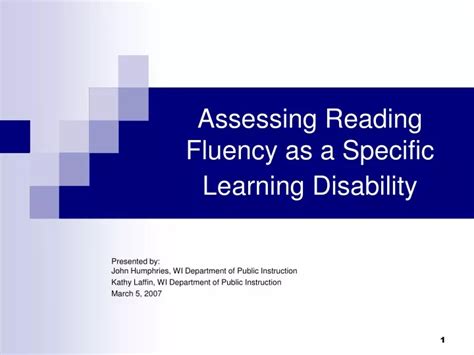 Ppt Assessing Reading Fluency As A Specific Learning Disability