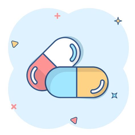 Premium Vector Pill Capsule Icon In Comic Style Drugs Cartoon Vector