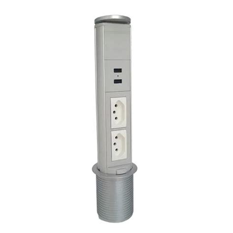 Torre Mini Totem Manual 2 Tomadas 10a E 2 Usb Prata Qtmov Tomadas