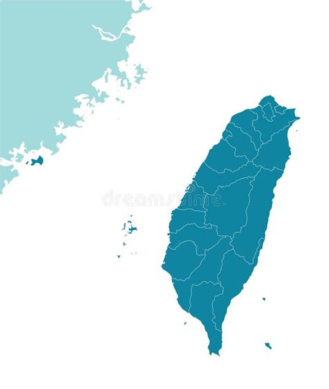 Taiwan and Taiwan Strait Map Illustration Stock Vector - Illustration ...