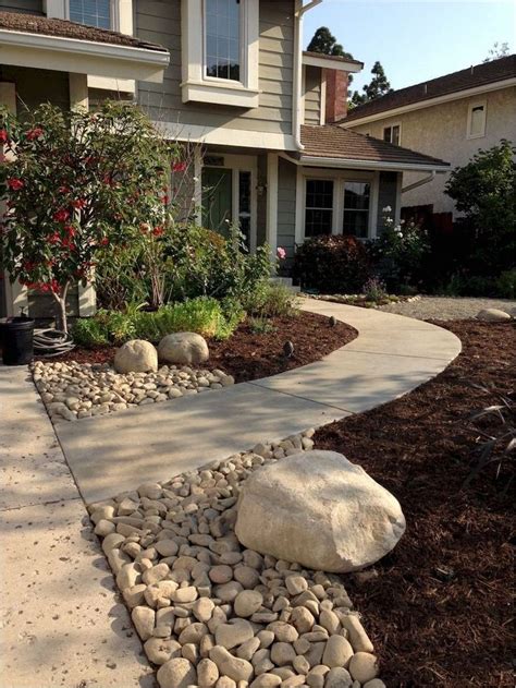 30 Most Beautiful And Attractive Rock Garden Ideas Porch Landscaping Front Walkway