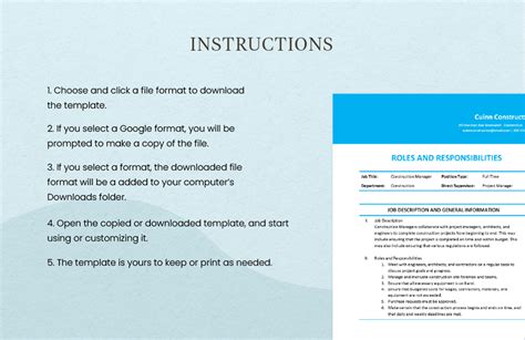 Construction Roles And Responsibilities Template in Word, Google Docs - Download | Template.net