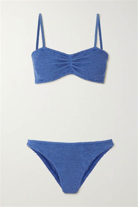 Hunza G Net Sustain Aura Bikini Aus Seersucker In Blau Lyst CH