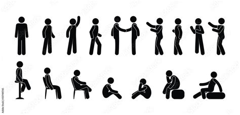 Stick Figure People Icon Pictogram Man Isolated Human Silhouette