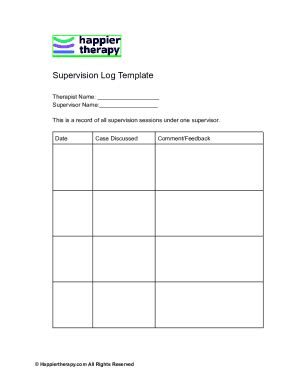 Fillable Online Supervision Log Template Fax Email Print Pdffiller