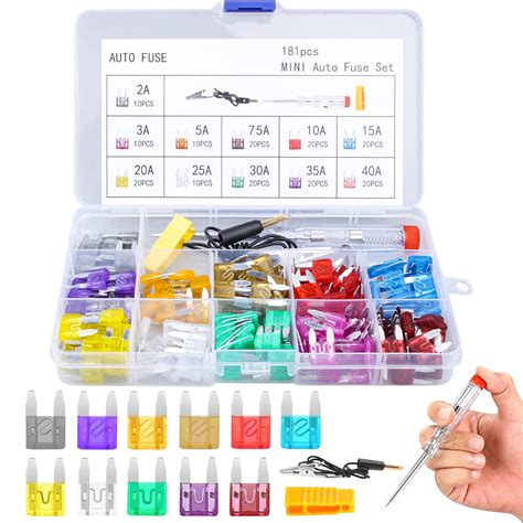 Mini Fuses Assortment Kit 181pcs Blade Car Fuses Kit With Fuse Tester And Puller