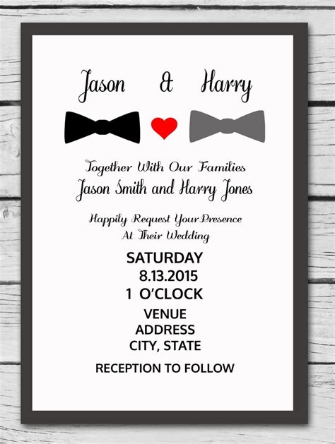 BOW TIE Digital Wedding Invitation Printable Invitation Same