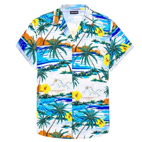 Barry Wang Mens Blue White Floral Pattern Short Sleeves Summer Hawaii Shirt Classic Dress