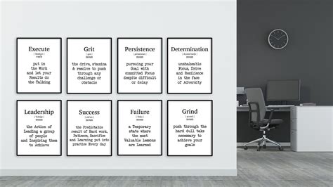 Modern Office Wall Art, Set of 8 Prints, Inspirational Leadership ...