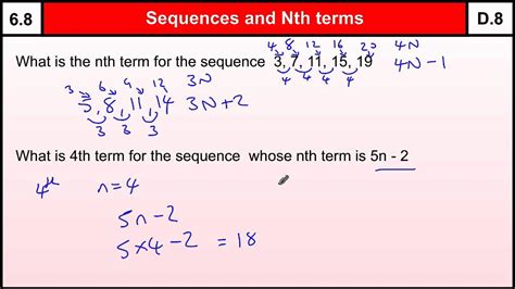 6 8 Nth Term And Sequences Basic Maths Core Skills Level 6 Gcse Grade D Youtube