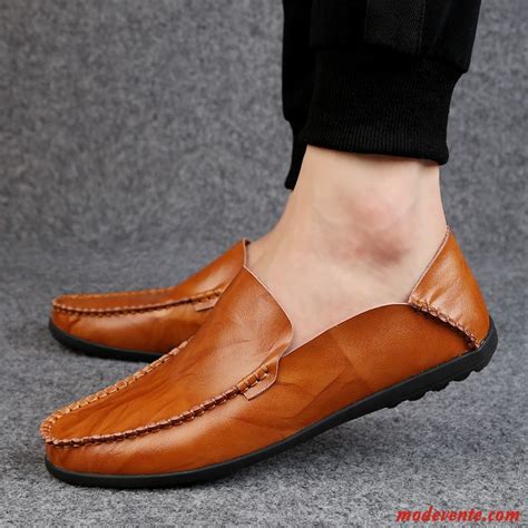 Mocassins Homme Été Tendance Cuir Véritable L Automne Personnalité Chaussures En Cuir Rouge