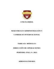 Dirección de operaciones Tarea 2 docx UTH FLORIDA MAESTRIA EN