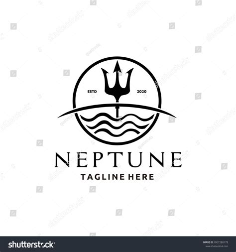 Neptune Trident Logo Sea Wave Symbol Stock Vector Royalty Free