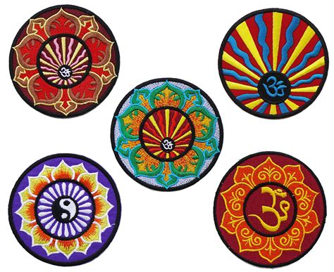 Amazon.com: ClickEmb 5 Aum Hindu Symbol Iron on Patch Novelty Yoga Lotus Yin Yang Sunshine Om ...