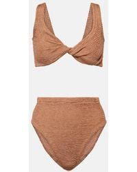 Hunza G Jamie Sweetheart Neckline Bikini In Brown Lyst