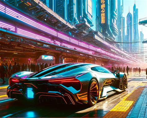 Futuristic Car Cyberpunk Street Wallpaper - 1600x1280