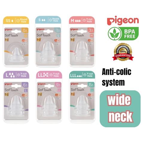 Pigeon Softouch Plus Wide Neck Nipple SS 1pcs S M L LL LLL 2pcs