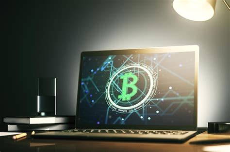 Monitor de computador moderno símbolo criativo bitcoin conceito de