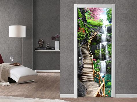 Amazon Artfanke 3D Trestle Bridge Waterfall Door Sticker Peel And