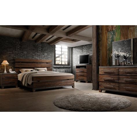 Forge Rustic Brown Piece King Bedroom Set Rc Willey Wood Bedroom