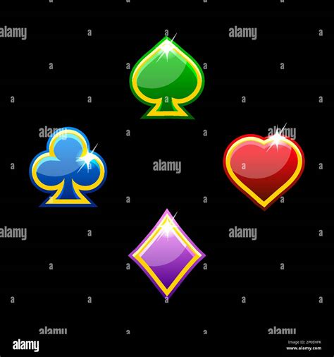 Set Of Colored Playing Card Suits Isolatedheart Spade Club And