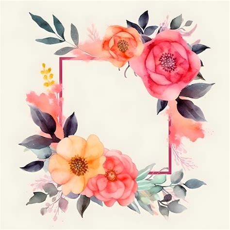 Premium Photo Watercolor Floral Frame Illustration