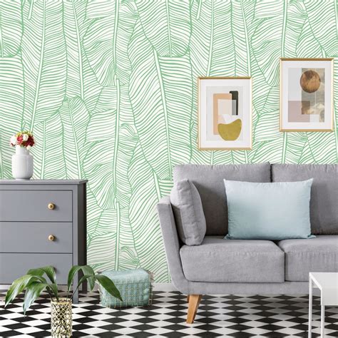 Banana Leaf Peel and Stick Wallpaper Removable Tropical Banana Leaves Wallpaper Self Adhesive ...