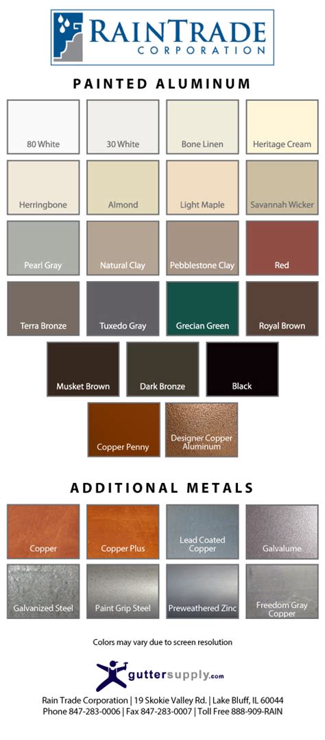 GutterSupply.com Color Chart | Gutter Supply | Gutter Supply