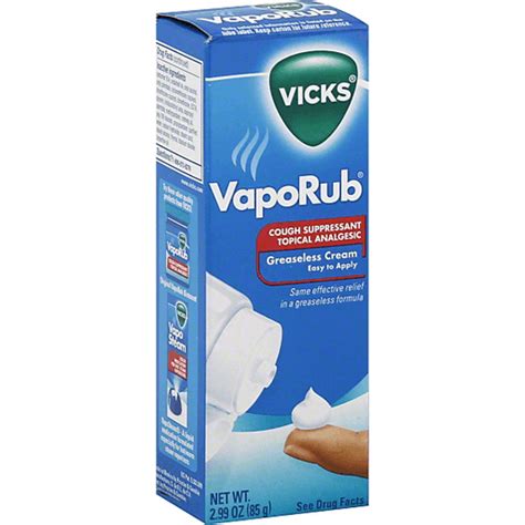 Vicks Vaporub Cough Suppressant Topical Analgesic Greaseless Cream