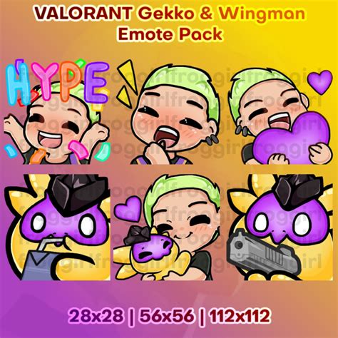 Cute Gekko Wingman Valorant Emote Pack Twitch Discord Emotes Etsy