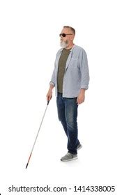 Mature Blind Person Long Cane Walking Stock Photo Shutterstock