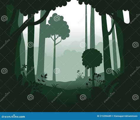 Vector Landscape with Deep Foggy Forest Stock Vector - Illustration of ...